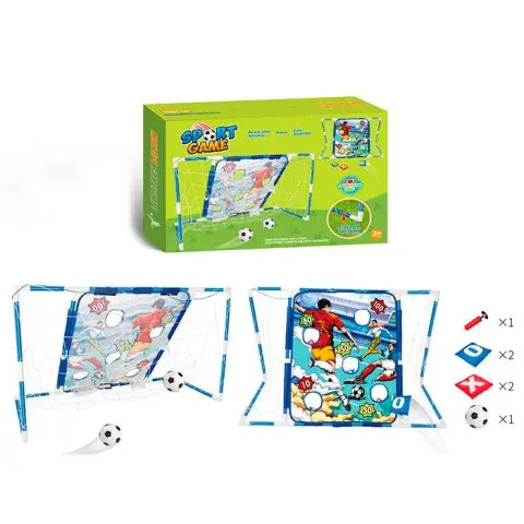 Футбольні ворота з сіткою 70x60 см, накладка для тренування влучності, м’яч, 4 мішечки для метання, насос