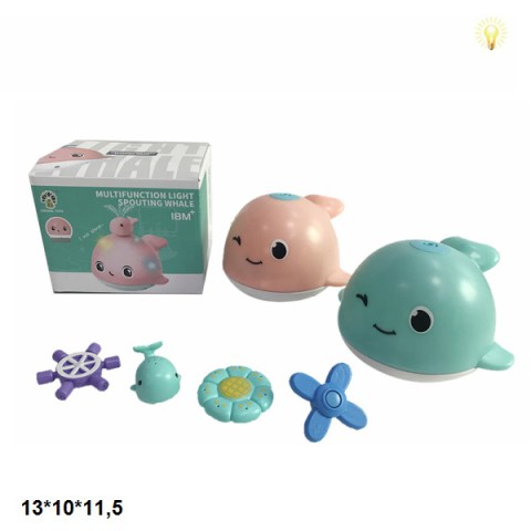 Набір для ванної Водограй Кит, на батарейках, світло, 13x10x11.5 см