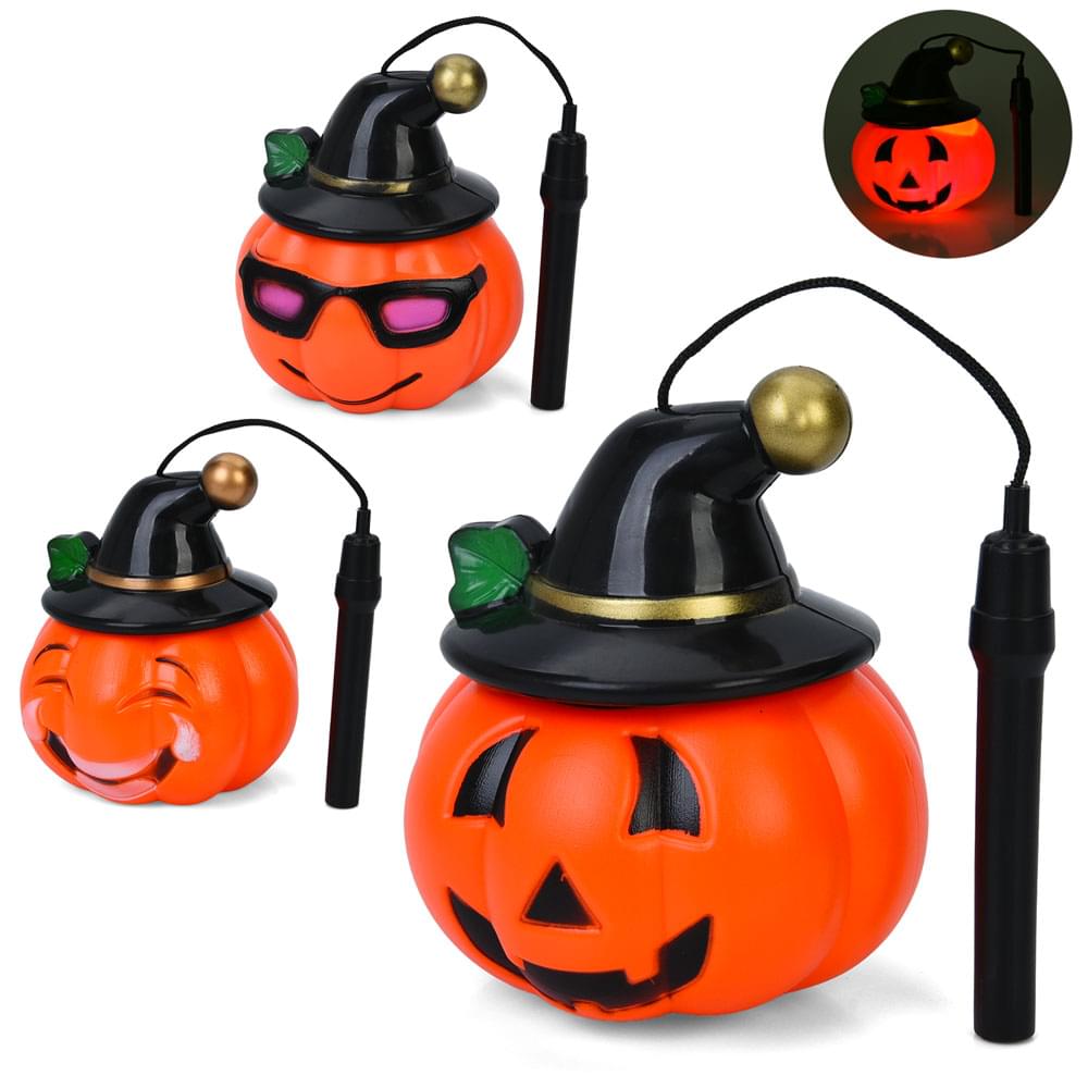 Лiхтарик гарбуз, 18-15-15см, світло, Хелловін / Halloween, ручка на шнурі, 3 види, на бат(табл), у п/е /48/