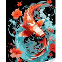 Набір для творчості алмазна картина Золота кої у мрійливих водах Strateg SK88263, 40x50 см