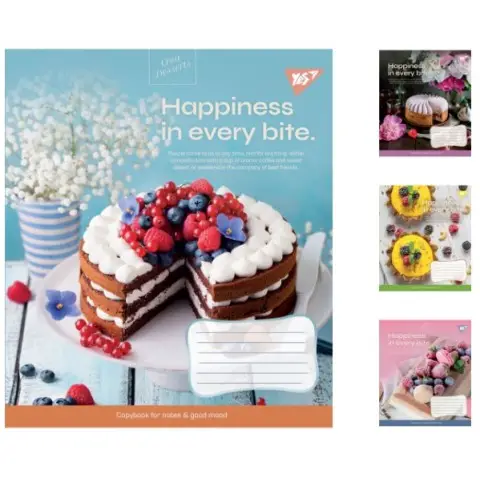 Зошити учнівські 60 аркушів клітинка. YES Desserts 10 шт. в упаковці