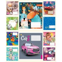 Зошити учнівські 12 аркушів лінія Тверда ТЕ22106 12ЛВ2 МІКС, 25 шт. в упаковці