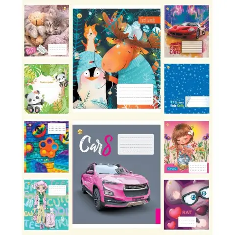 Тетради ученические 12 листов линия Твердая ТЕ22106 12ЛВ2 МИКС, 25 шт. в упаковке