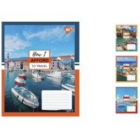 Зошити учнівські 36 аркушів клітинка. YES Travel, зошит дя записів 15 шт. в упаковці