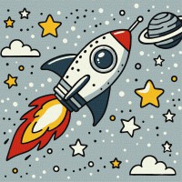 Набір для розпису по номерах для дітей 5+ Космічна ракета, Ideyka, 25x25 см, КНО1229