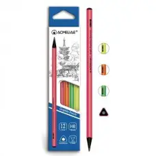 Карандаш чернографитовый Acmeliae Неон, HB, треугольный корпус, черное дерево, 2.2 мм, 12 шт.