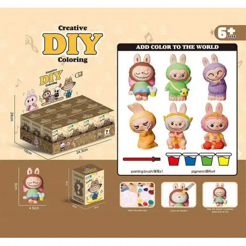 Гіпсова фігурка LABUBU 7 см + фарби та пензлик