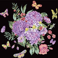 Набір для розпису по номерах Барвиста композиція, Strateg, на чорному фоні, 40x40 см, AV4040-28