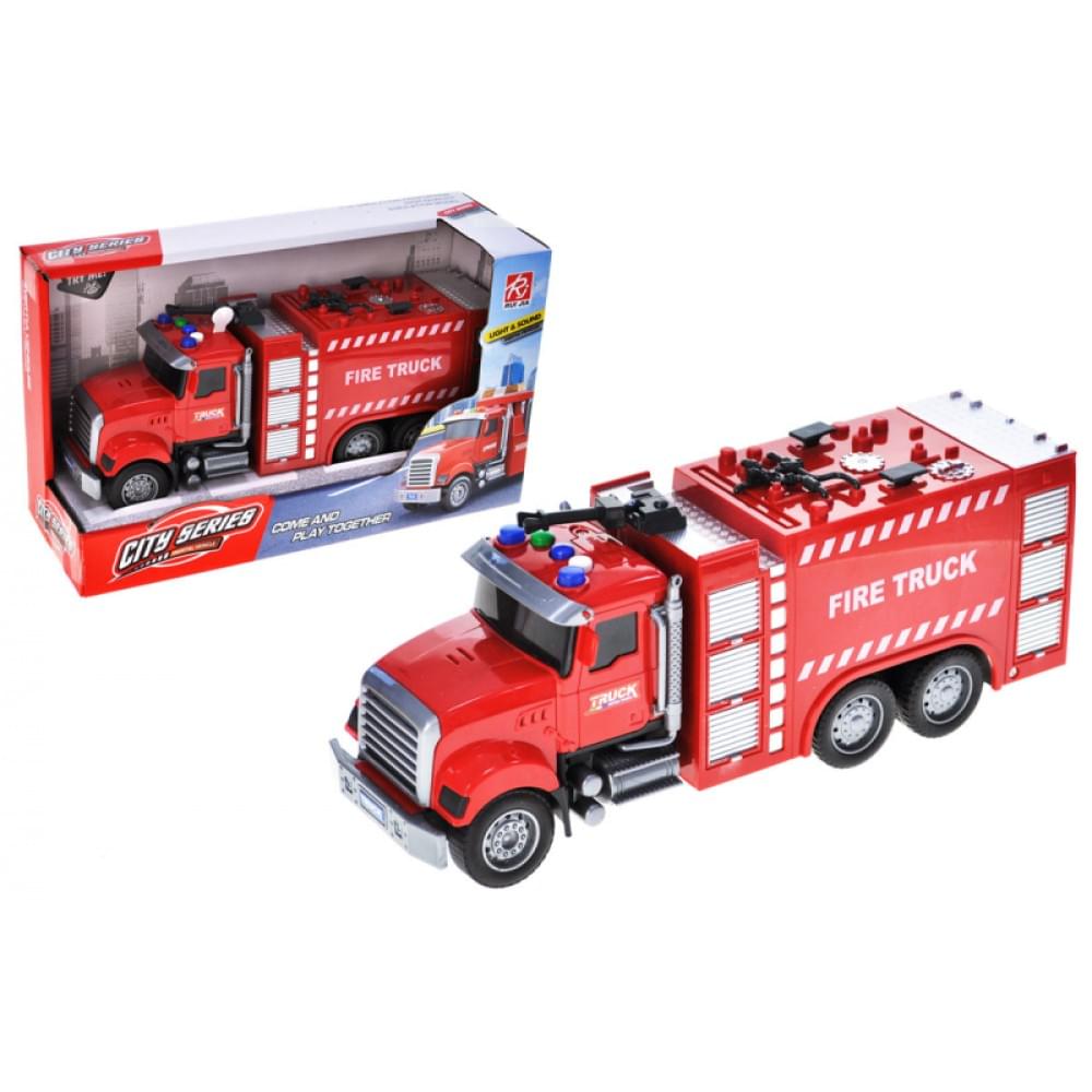 Машина інерційна RJ6673-2 "Пожежна" озвучена, зі світлом, в коробці р.29,5x11x17,5 см