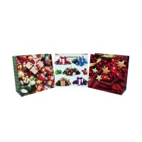 Подарунковий пакет, 150 г/м², Новорічний, 16x16x7 см, 6 шт. в упаковці (В асортименті)