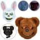 Маска тварина, Хелловін / Halloween,світло-3режими, плюш, 2 види(ведмідь 26-23-11см, заєць 34-20-10см),на бат-ці, у п/е /18/