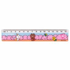 Лінійка Yes 15 см "Line Friends", рожева, ціна за 10 шт. //