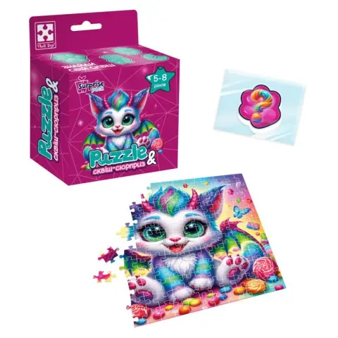 Гра розвиваюча Пазли із сюрпризом Кольоровий дракончик, VT8030-05, 180 деталей