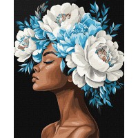 Набір для розпису по номерах Блакитна гармонія з фарбами металік extra, Ideyka, 40x50 см, КНО8523