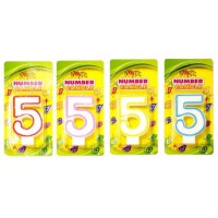 Свічка-цифра з кольоровим контуром цифра 5 набір 4 шт HS101-5