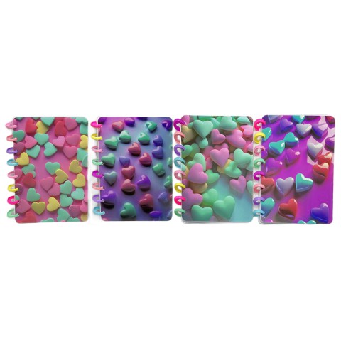 Блокнот на спіралі ПВХ Сердечки об’ємні, А5, 100 аркушів, клітинка (В асортименті)