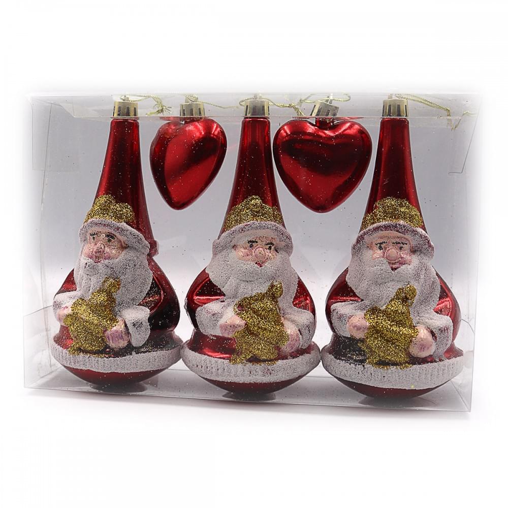 Елочные украшения "Дед Мороз" 3шт PVC 6527-P1242