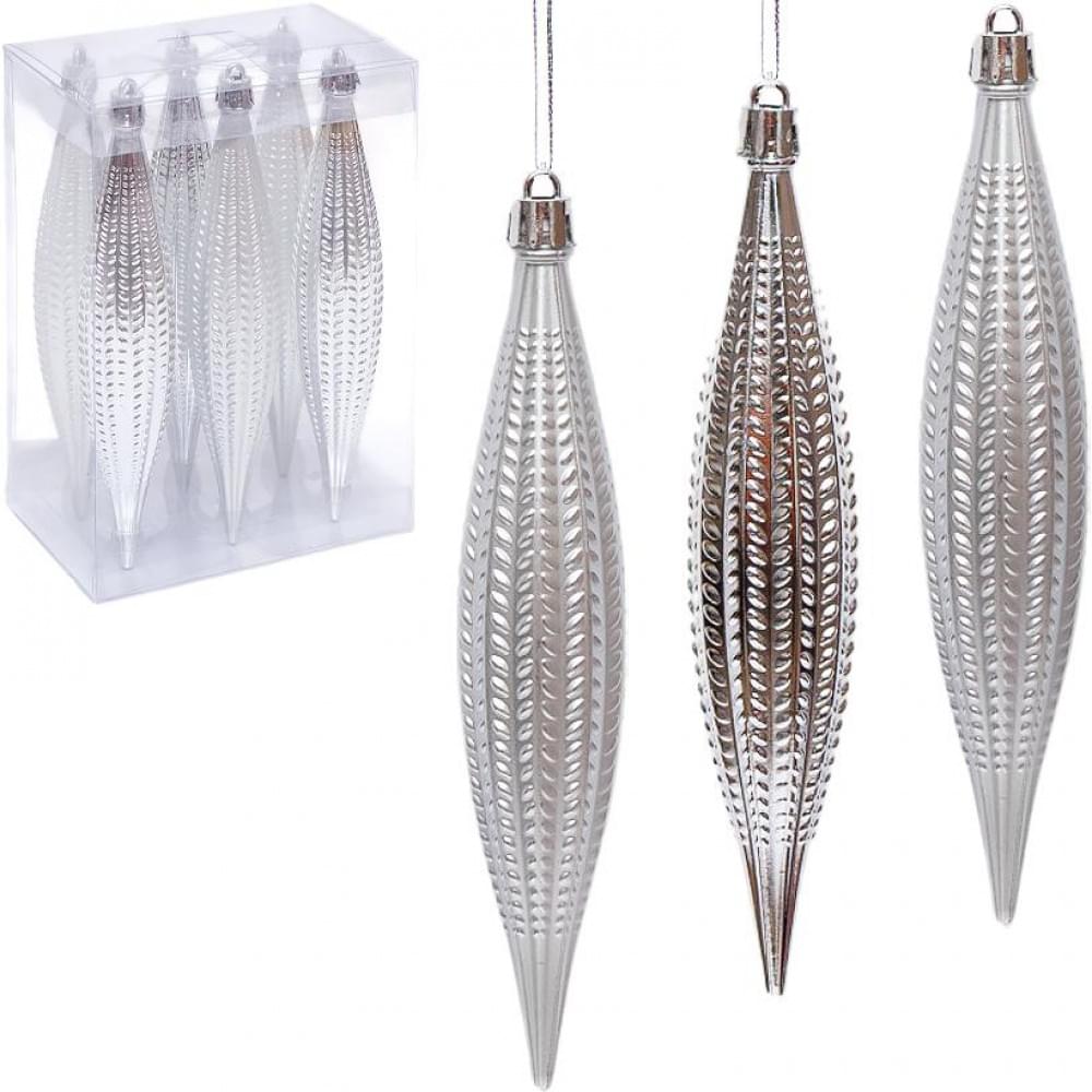 Набір новорічних прикрас "Бурульки Срібло" 6 штук 6279-3C(119740)