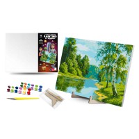 Картина за номерами Qbee Березовий край з дерев’яною підставкою 40×50 см QB900-051