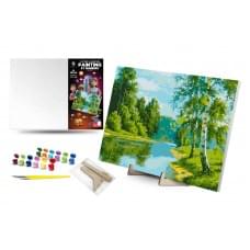 Набір для розпису по номерах Qbee "Березовий край" з дерев'яною підставкою 40х50см QB900-051