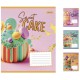 Зошити учнівські 18 аркушів лінія. 1В Sweet cake, 25 шт. в упаковці