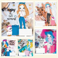 Зошити учнівські 18 аркушів лінія Тверда ТЕ22205 Дівчата, 20 шт. в упаковці