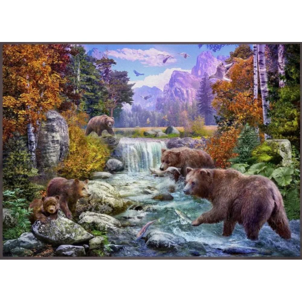 Алмазна мозаїка за номерами 40*50 "Ведмеді" карт уп. (полотно на рамі)