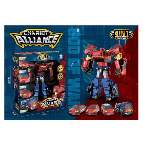 Трансформер 4в1, 4 машинки складаються в 1 трансформера, 24x9x27.5 см, Q1929