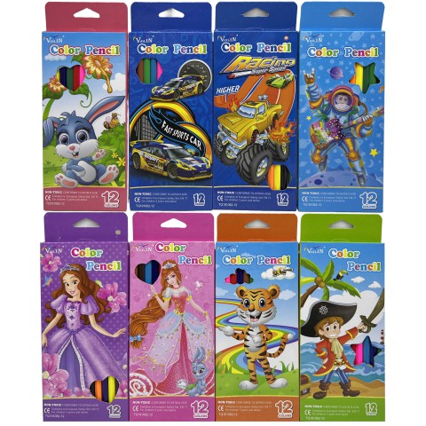 Олівці пластикові Принцеса, Машини, Звірята, 12 кольорів (В асортименті)