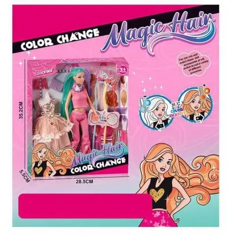 Лялька на шарнірах, 30 см, змінює колір волосся, 3 знімні прядки, сукня, аксесуари