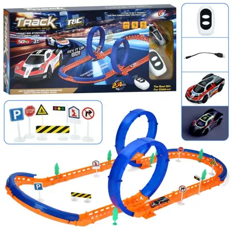 Трек 403 см машина р/к 2,4G акумулятор світло дорожні знаки 50 дет FT-76