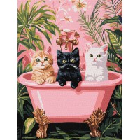 Набір для розпису по номерах Коти у ванні, Ideyka, 30x40 см, КНО6726