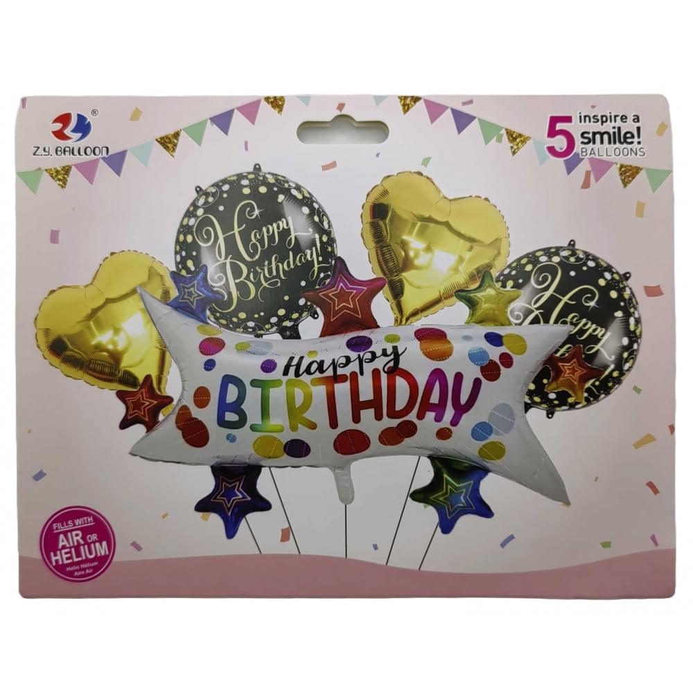 Н-р фольгованих куль "Happy Birthday " 110см,4шт.*45см (40*10)