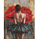 Алмазна мозаїка на підрамнику Балерина з червоними півоніями Ideyka 40×50 см AMO8356