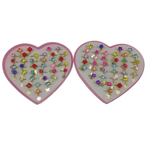 Кільце металеве дитяче Стрази кольорові з підвіскою (В асортименті)