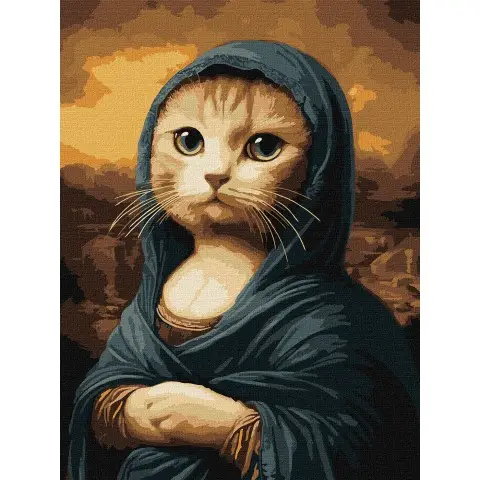 Набір для розпису по номерах Таємнича кішка, Ideyka, 30x40 см, КНО6686