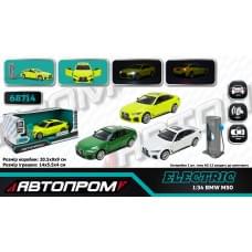 Машина (електро) мет. АВТОПРОМ 3кольори 1:34 "BMW I4 M50",батар.,світло,звук,відкр.двері,капот,багаж., кор. /32/