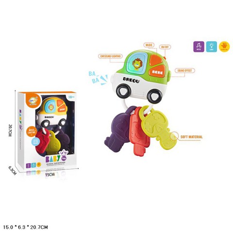 Брязкальце легкова з ключиками 503-21, музика, світло, на батарейках, 20.7x6.3x15 см