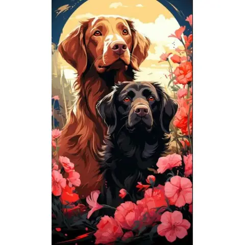 Набір для творчості алмазна картина Пара песиків Strateg HEG88131, 30x40 см