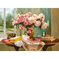 Алмазна мозаїка на підрамнику Квіти на столі 40×50 см 71253_BGLE