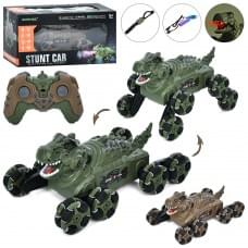 Динозавр р/к, 2 пульти (1шт браслет на руку), акум, динозавр, 26,5см, світло, музика, звук, колеса-ролики, пара/дим, USBзарядне, 2 кольори, в кор-ці, 29-15,5-18,5см /12/