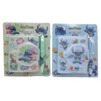 Блокнот на кнопці ПВХ з ручкою-брелоком Стіч, 8x7 см, 65 аркушів (В асортименті)