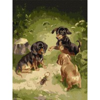 Набір для розпису по номерах Ігри цуценят, 30x40 см, КНО4363