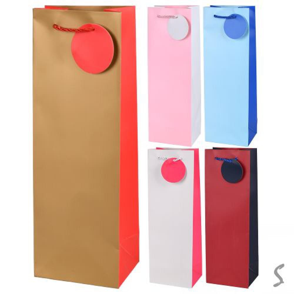 Пакет подарунковий паперовий під пляшку "Monochrom" 12*9*35см R34602, ціна за 6 шт. /720/