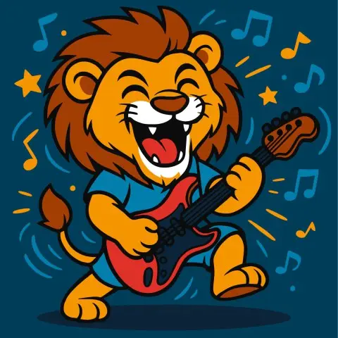 Картина за номерами дитяча Лев з гітарою Ideyka 25×25 см КНО1308