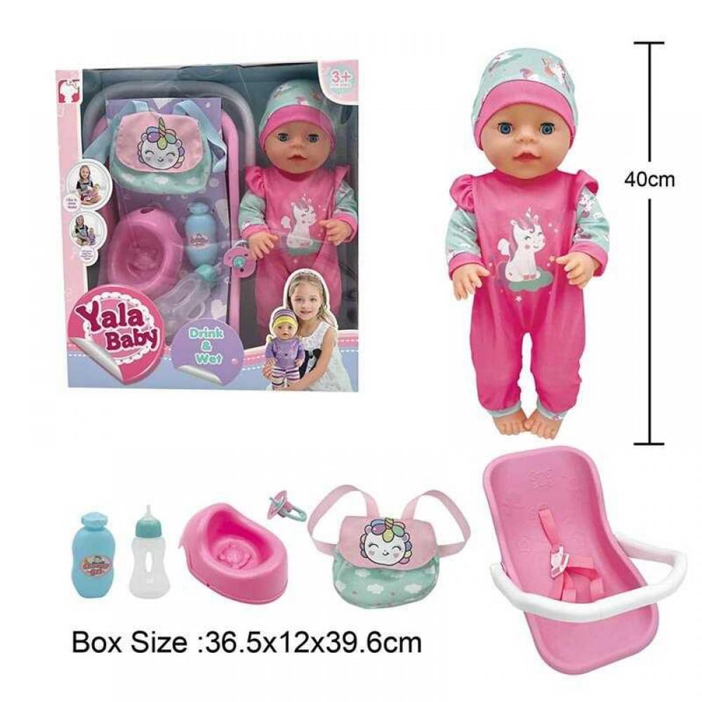 Пупс інтерактивний 40см, п'є з пляшечки, ходить на горщик, заплющує очі, аксесуари YL2440G-B