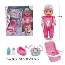 Пупс інтерактивний 40см, п'є з пляшечки, ходить на горщик, заплющує очі, аксесуари YL2440G-B