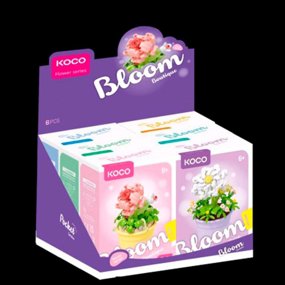 Конструктор квіти у горщику, від 176дет, в кор-ці, (6 видів) /12/72/6шт в кор. 21-15-19см