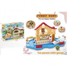 Трек з будиночком 1 фігурка, декорації, 1 потяг, на батарейках, наліпки, в кор. /24/