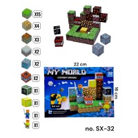 Конструктор магнітний Minecraft, SX32, блоки та фігурки, 32 деталі